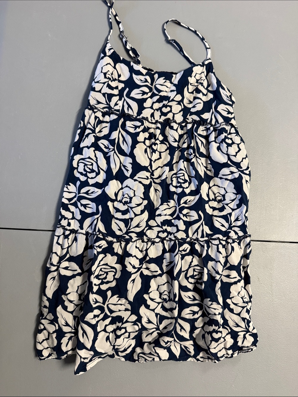 abercrombie kids Navy and White Floral Tiered Sundress